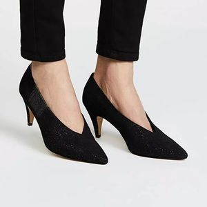 Free people glitter suede black pump - size 9